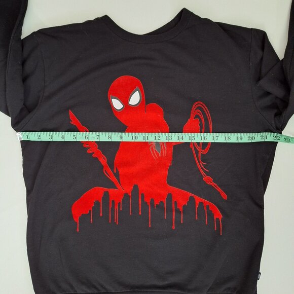 Marvel Spiderman Black Sweatshirt with Velvety Red Image - Picture 2 of 5